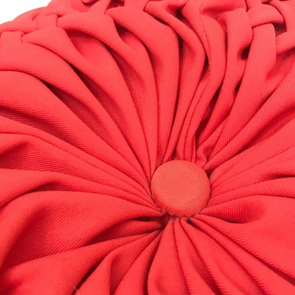 Vintage 50s Pillow Smocked Round Red Hollywood Regency MCM decor - Picture 4 of 5